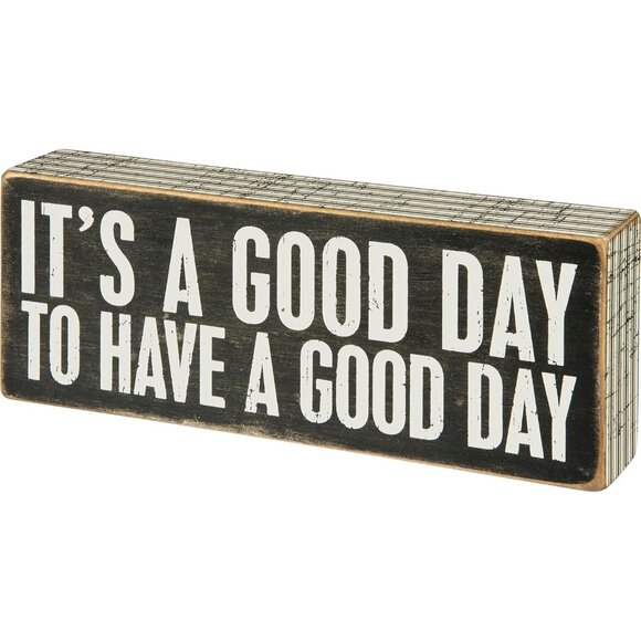 Other - 31127 Pinstriped Trimmed Box Sign, 8" x 3", A Good Day